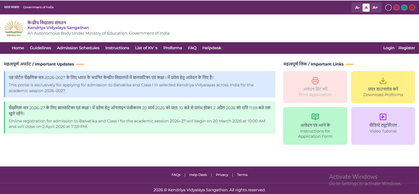KVS Registration Form